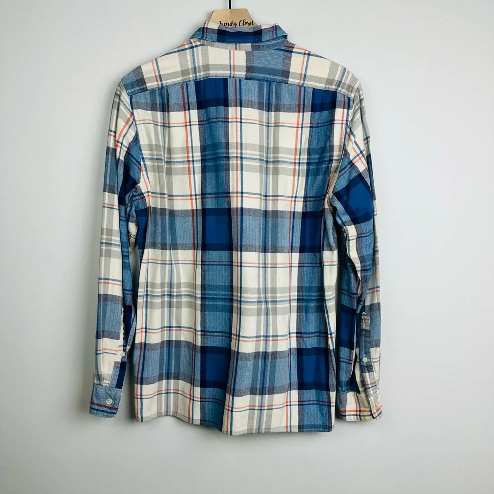 J Crew Mens Herringbone Collared Pullover Button Down Shirt Flannel Size Medium
